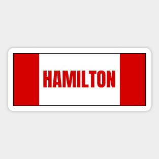 Hamilton City in Canadian Flag Colors Sticker